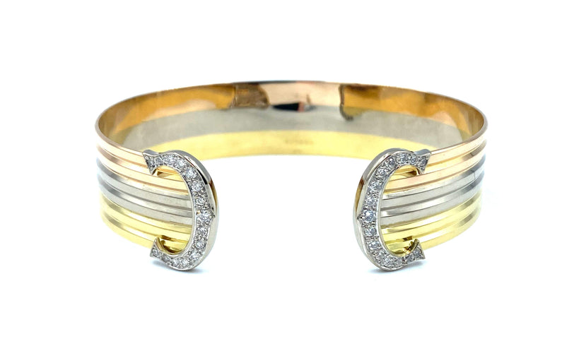 Bracelet CARTIER. Collection Double C, bracelet 3 ors et diamants 58 Facettes