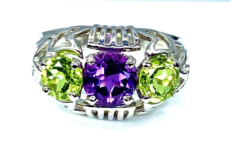 Bague 58 Bague péridots et améthyste 58 Facettes AB247