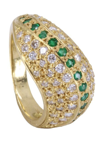 Bague 53 BAGUE JONC ÉMERAUDES ET DIAMANTS 58 Facettes 075691