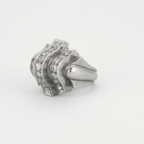 Bague 53 Bague Dôme Platine Diamants 58 Facettes