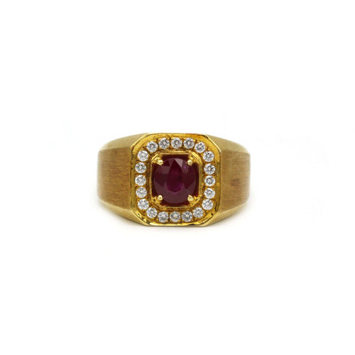 Bague Chevalière - Or, Rubis et Diamants 58 Facettes 230364R