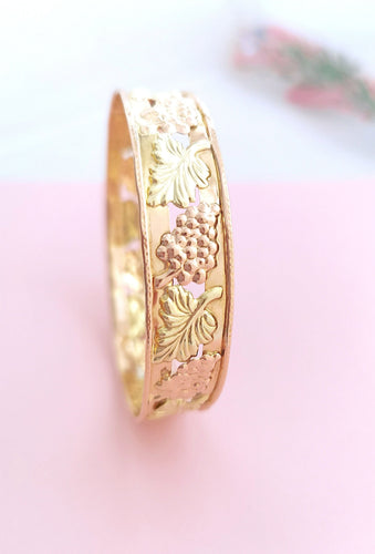 Bracelet Bracelet Jonc grappes de raisin et feuilles de vigne Or 18 K 58 Facettes AA 1638