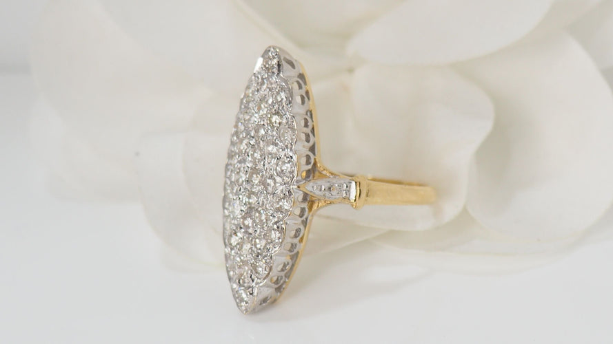 Bague 55 Bague marquise en or bicolore et diamants 58 Facettes 32025