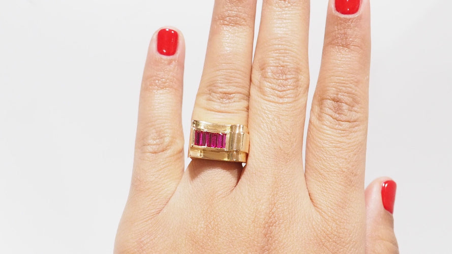 Bague 51 Bague Tank Or Rubis 58 Facettes 31703