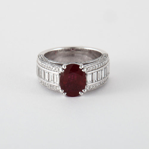 Bague 53 Bague Or Gris Rubis & Diamants 58 Facettes