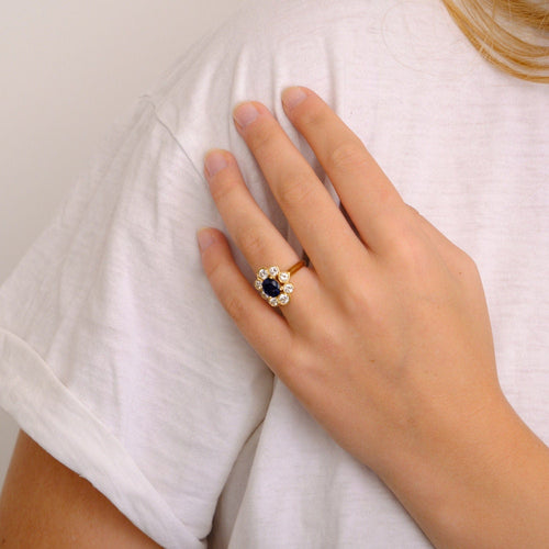 Bague 53 Bague Marguerite Saphir et Diamants 58 Facettes