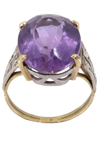 Bague 49 BAGUE ANCIENNE AMÉTHYSTE ET DIAMANTS 58 Facettes 068531