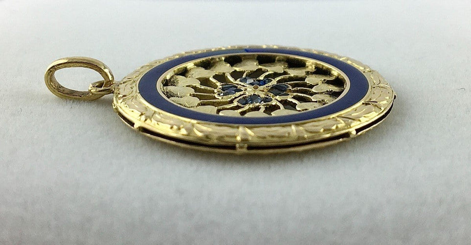 Pendentif Pendentif Belle époque Email et motifs coeurs 58 Facettes