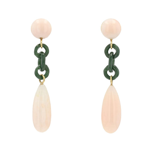 Boucles d'oreilles Boucles d'oreilles corail peau d'ange et jade 58 Facettes 22-194