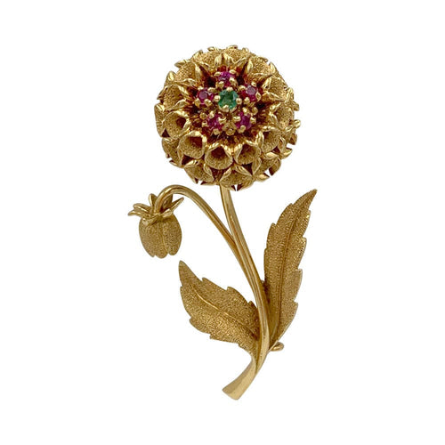 Broche Broche fleur or jaune, pierres de couleur. 58 Facettes 32168
