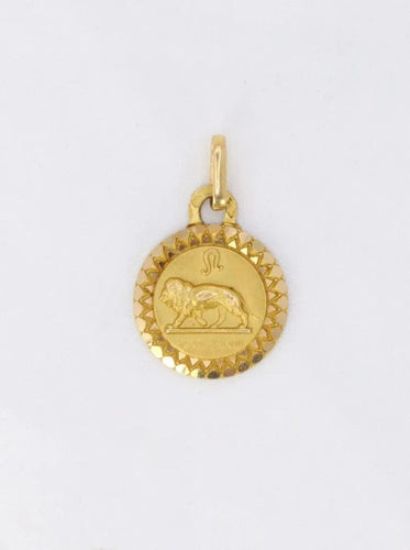 Pendentif Médaille Augis Or jaune signe du Zodiac Lion 58 Facettes J237