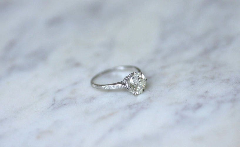 Bague Solitaire Belle Epoque diamant 1.70 Ct 58 Facettes