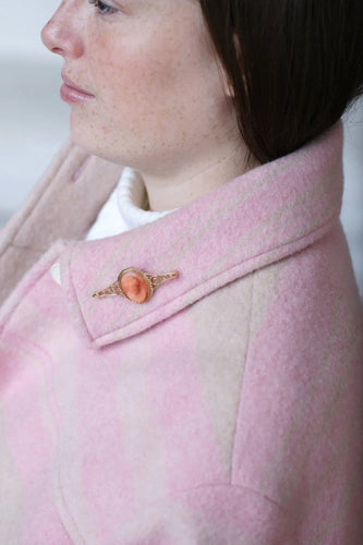 Broche Broche or jaune camée corail 58 Facettes