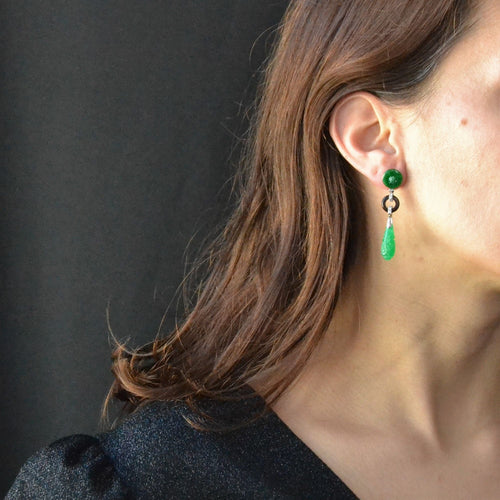 Boucles d'oreilles Boucles d'oreilles jades diamants agates 58 Facettes 22-197