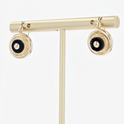 Boucles d'oreilles Boucles d'oreilles anciennes rondes onyx et perles d'or 58 Facettes 22-399A