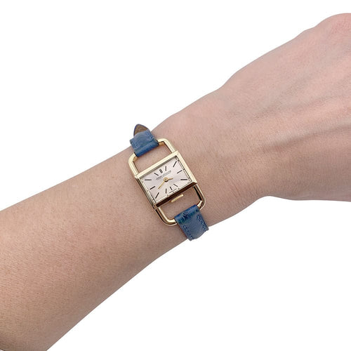 Montre Montre Jaeger Lecoultre & Hermès, "Etrier", or jaune, bracelet cuir. 58 Facettes 32455