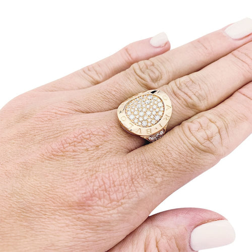 Bague 52 Bague en or rose Bulgari modèle "Bulgari Bulgari", diamants. 58 Facettes 31074