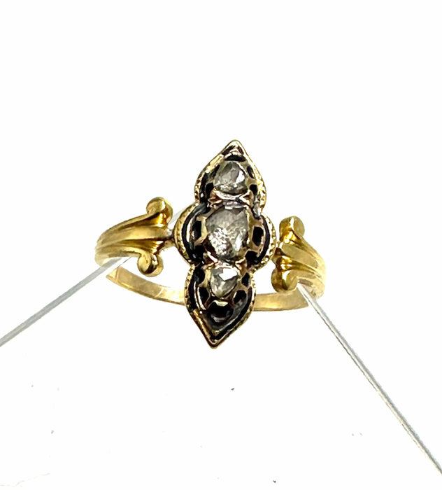 Victorian diamonds and black enamel ring 58 Facettes