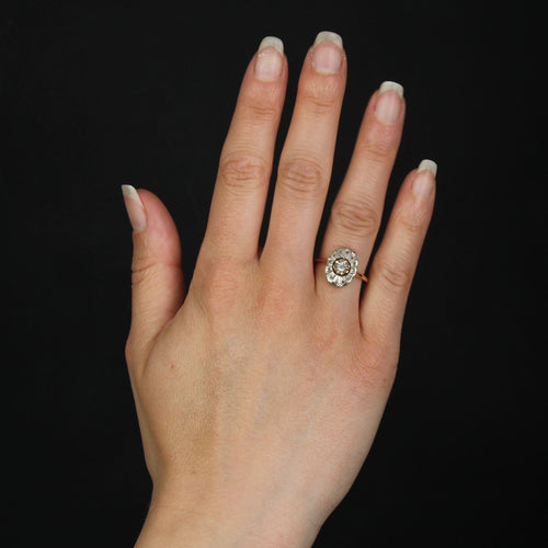 Bague 55 Bague pompadour ancienne saphirs blancs 58 Facettes 18-393C