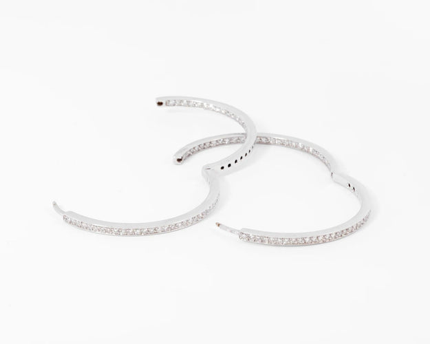 Boucles d'oreilles Créoles en or gris, diamants 58 Facettes