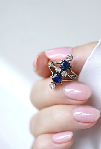 Bague Bague marquise saphirs et diamants 58 Facettes