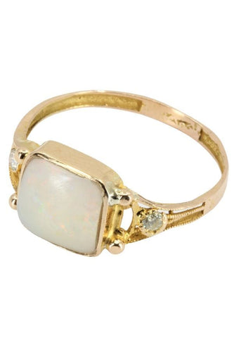 Bague 59 BAGUE ANCIENNE OPALE ET DIAMANTS 58 Facettes 044091