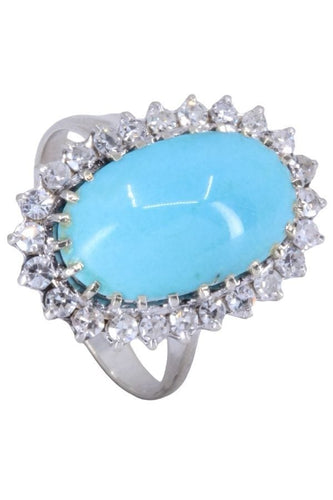 Bague 53 MARQUISE TURQUOISE ET DIAMANTS 58 Facettes 076861