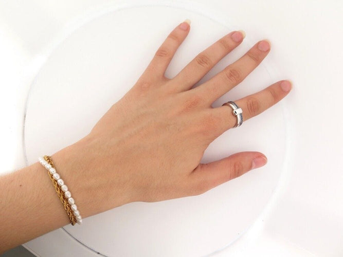 Bague 55 bague POMELLATO together double bague or blanc 18k saphir 58 Facettes 254410