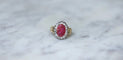Bague 53 Bague marguerite Or jaune Argent Rubis birman Diamants 58 Facettes