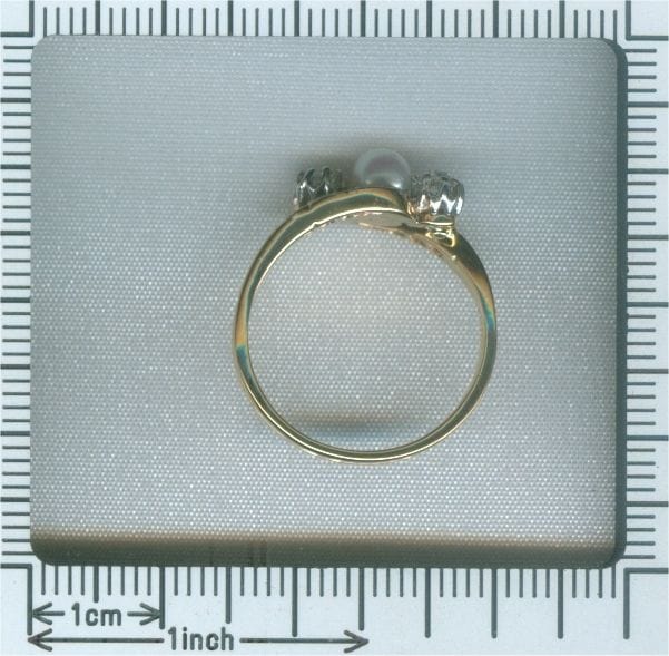 Bague 55 Bague croisée diamant et perle 58 Facettes 19291-0271