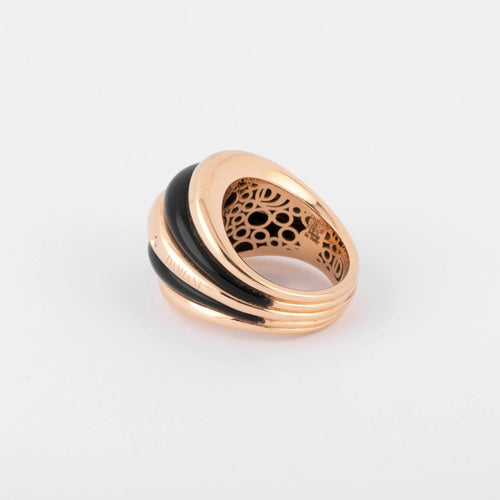 Bague Damiani - Bague "Spicchi di Luna" jonc or rose et onyx 58 Facettes