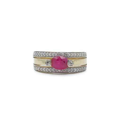 Bague 52.5 Bague bandeau 2 Ors Rubis Diamants 58 Facettes REF2213-11
