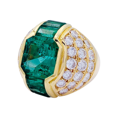 Bague 52 Bague dôme émeraudes, diamants. 58 Facettes 32436
