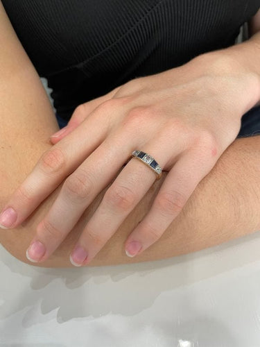 Bague BAGUE ART-DÉCO SAPHIRS ET DIAMANTS 58 Facettes 056271