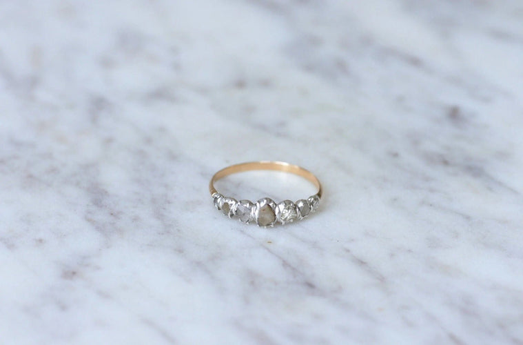 Bague Bague jarretière or rose, argent et diamants 58 Facettes