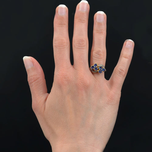 Bague 48 Bague ancienne trèfles de saphirs et diamants 58 Facettes 22-215