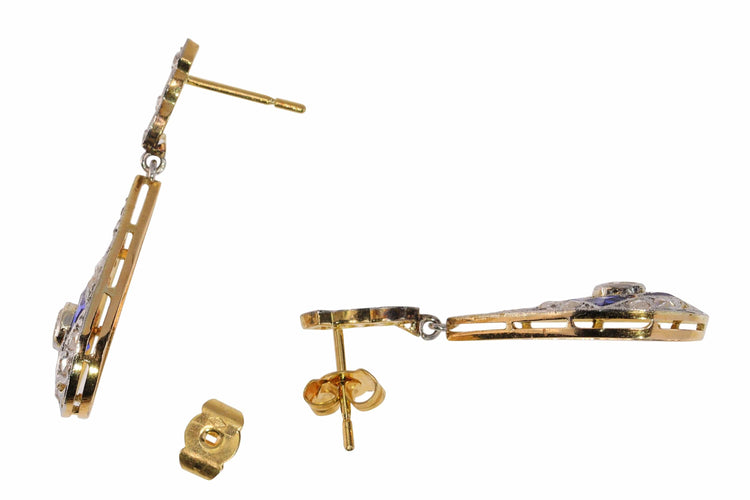 Boucles d'oreilles boucles d'oreilles  pendantes diamant saphir Art Déco 58 Facettes 23247-0283