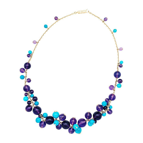 Collier Collier Cartier, "Les Délices de Goa", or rose, améthystes, turquoises et diamants. 58 Facettes 32359