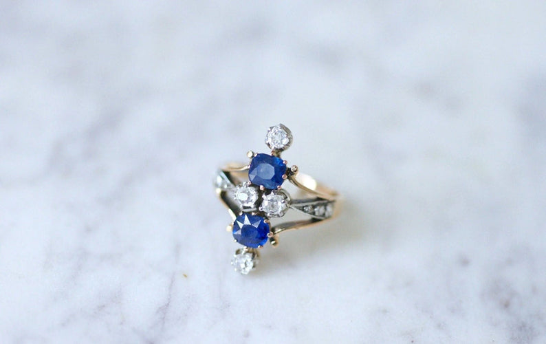 Bague Bague marquise saphirs et diamants 58 Facettes