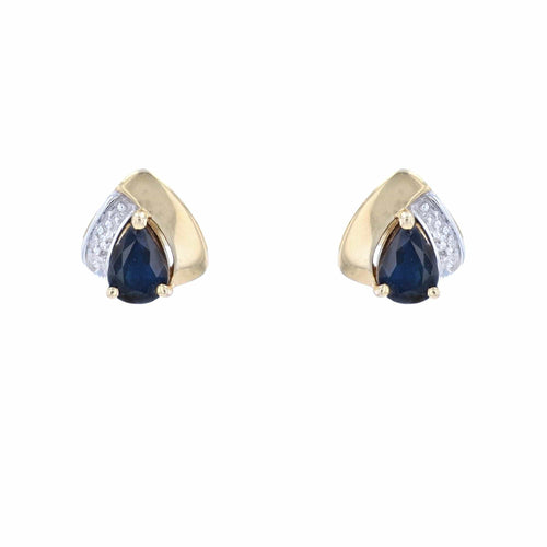 Boucles d'oreilles Puces d'oreilles or jaune saphirs d'occasion 58 Facettes CVBO7