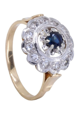 Bague 53 BAGUE MARGUERITE SAPHIR ET DIAMANTS 58 Facettes 073041