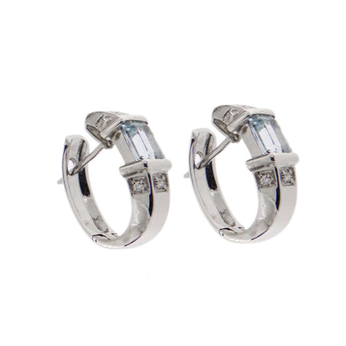 Boucles d'oreilles Boucles d'oreilles créoles diamants et aigues-marines 58 Facettes 19103