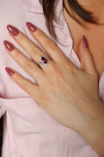 Bague 54 Bague Or blanc Grenat Almandin 58 Facettes 2329109CN