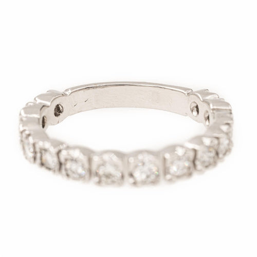 Bague 53 Bague Demi alliance Or blanc Diamant 58 Facettes 2050420CN