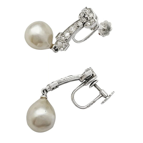 Boucles d'oreilles Boucles d'oreilles Mellerio dits Meller en or, platine, diamants et perles. 58 Facettes 31910