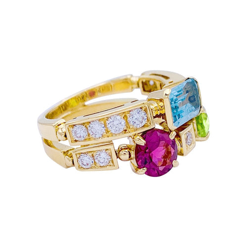 Bague 52 Bague Bulgari, Allegra, or jaune, diamants, pierres de couleurs. 58 Facettes 32488