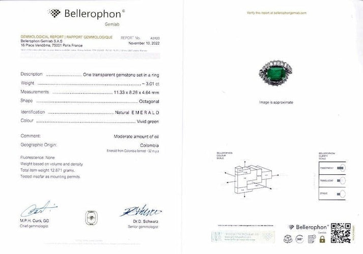 Bague 54 Bague émeraude or blanc, diamants. 58 Facettes 32023