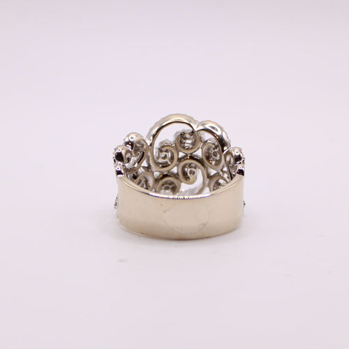 Bague 60 Bague or blanc arabesques diamants 58 Facettes