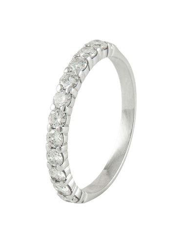 Bague 52 ALLIANCE DEMI TOUR EN OR BLANC ET DIAMANTS 58 Facettes 160019