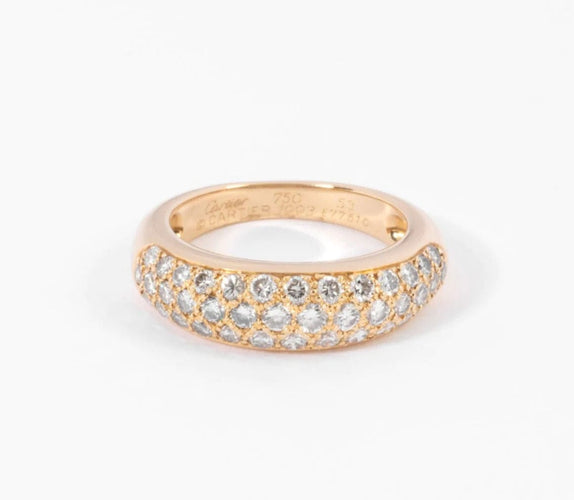 Bague Bague Cartier jonc or jaune pavage diamants 58 Facettes